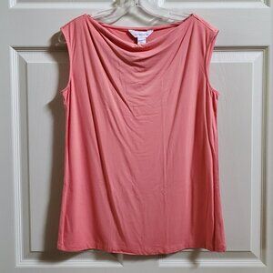 NWT Liz Claiborne Coral Cowl Neck Sleeveless Blouse Size Small